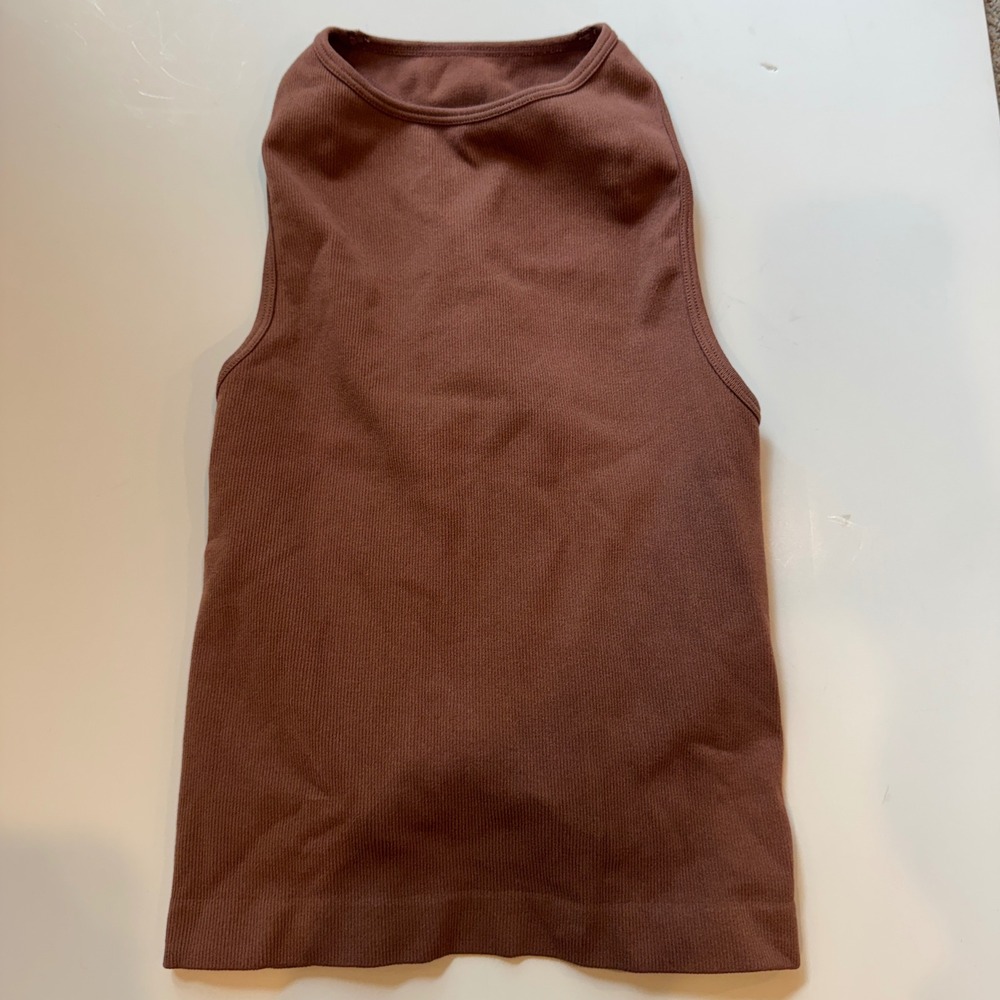 Free People Intimately Brown Ribbed Seamless Racerback Tank Top XS/S